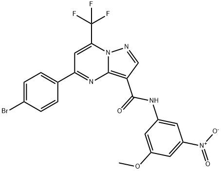 5-(4-bromophenyl)-N-{3-nitro-5-methoxyphenyl}-7-(trifluoromethyl)pyrazolo[1,5-a]pyrimidine-3-carboxamide Struktur