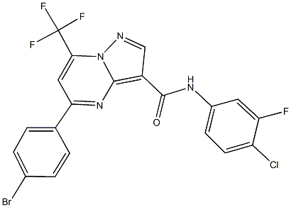 5-(4-bromophenyl)-N-(4-chloro-3-fluorophenyl)-7-(trifluoromethyl)pyrazolo[1,5-a]pyrimidine-3-carboxamide Struktur