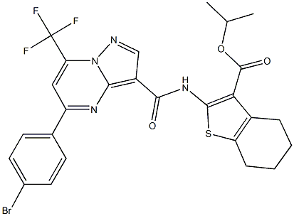 isopropyl 2-({[5-(4-bromophenyl)-7-(trifluoromethyl)pyrazolo[1,5-a]pyrimidin-3-yl]carbonyl}amino)-4,5,6,7-tetrahydro-1-benzothiophene-3-carboxylate Struktur