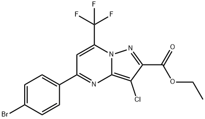 ethyl 5-(4-bromophenyl)-3-chloro-7-(trifluoromethyl)pyrazolo[1,5-a]pyrimidine-2-carboxylate Struktur