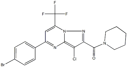 5-(4-bromophenyl)-3-chloro-2-(1-piperidinylcarbonyl)-7-(trifluoromethyl)pyrazolo[1,5-a]pyrimidine Struktur