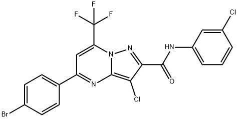 5-(4-bromophenyl)-3-chloro-N-(3-chlorophenyl)-7-(trifluoromethyl)pyrazolo[1,5-a]pyrimidine-2-carboxamide Struktur