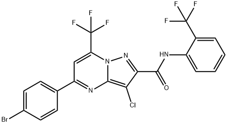 5-(4-bromophenyl)-3-chloro-7-(trifluoromethyl)-N-[2-(trifluoromethyl)phenyl]pyrazolo[1,5-a]pyrimidine-2-carboxamide Struktur