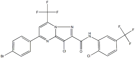 5-(4-bromophenyl)-3-chloro-N-[2-chloro-5-(trifluoromethyl)phenyl]-7-(trifluoromethyl)pyrazolo[1,5-a]pyrimidine-2-carboxamide Struktur