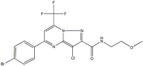 5-(4-bromophenyl)-3-chloro-N-(2-methoxyethyl)-7-(trifluoromethyl)pyrazolo[1,5-a]pyrimidine-2-carboxamide Struktur