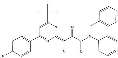 N-benzyl-5-(4-bromophenyl)-3-chloro-N-phenyl-7-(trifluoromethyl)pyrazolo[1,5-a]pyrimidine-2-carboxamide Struktur