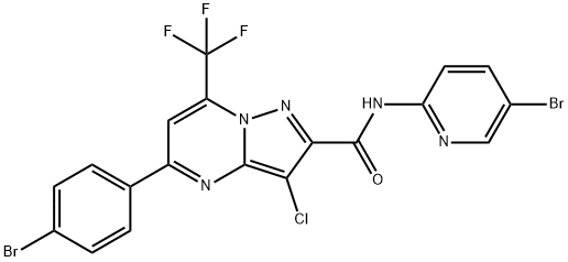 5-(4-bromophenyl)-N-(5-bromo-2-pyridinyl)-3-chloro-7-(trifluoromethyl)pyrazolo[1,5-a]pyrimidine-2-carboxamide Struktur