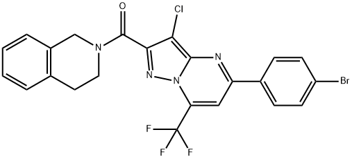 2-{[5-(4-bromophenyl)-3-chloro-7-(trifluoromethyl)pyrazolo[1,5-a]pyrimidin-2-yl]carbonyl}-1,2,3,4-tetrahydroisoquinoline Struktur