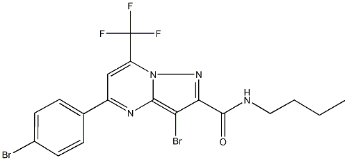 3-bromo-5-(4-bromophenyl)-N-butyl-7-(trifluoromethyl)pyrazolo[1,5-a]pyrimidine-2-carboxamide Struktur