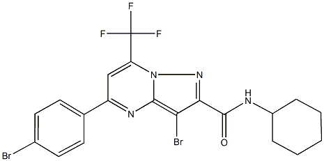 3-bromo-5-(4-bromophenyl)-N-cyclohexyl-7-(trifluoromethyl)pyrazolo[1,5-a]pyrimidine-2-carboxamide Struktur