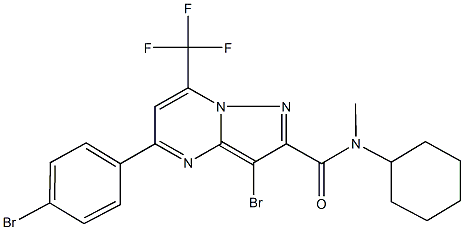 3-bromo-5-(4-bromophenyl)-N-cyclohexyl-N-methyl-7-(trifluoromethyl)pyrazolo[1,5-a]pyrimidine-2-carboxamide Struktur