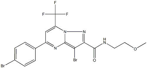 3-bromo-5-(4-bromophenyl)-N-(2-methoxyethyl)-7-(trifluoromethyl)pyrazolo[1,5-a]pyrimidine-2-carboxamide Struktur