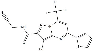 3-bromo-N-(cyanomethyl)-5-(2-thienyl)-7-(trifluoromethyl)pyrazolo[1,5-a]pyrimidine-2-carboxamide Struktur