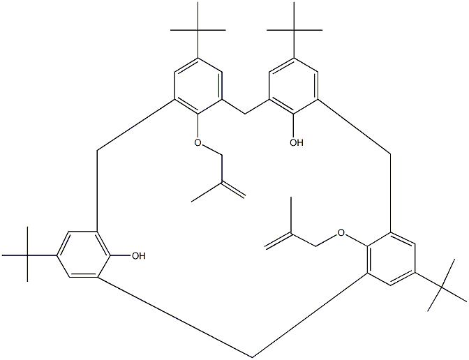 5,11,17,23-tetratert-butyl-26,28-bis[(2-methyl-2-propenyl)oxy]pentacyclo[19.3.1.1~3,7~.1~9,13~.1~15,19~]octacosa-1(25),3(28),4,6,9(27),10,12,15(26),16,18,21,23-dodecaene-25,27-diol Struktur