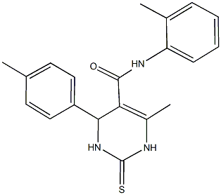 6-methyl-N-(2-methylphenyl)-4-(4-methylphenyl)-2-thioxo-1,2,3,4-tetrahydro-5-pyrimidinecarboxamide Struktur