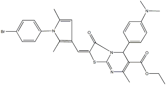 ethyl 2-{[1-(4-bromophenyl)-2,5-dimethyl-1H-pyrrol-3-yl]methylene}-5-[4-(dimethylamino)phenyl]-7-methyl-3-oxo-2,3-dihydro-5H-[1,3]thiazolo[3,2-a]pyrimidine-6-carboxylate Struktur