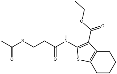 ethyl 2-{[3-(acetylsulfanyl)propanoyl]amino}-4,5,6,7-tetrahydro-1-benzothiophene-3-carboxylate Struktur