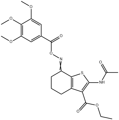 ethyl 2-(acetylamino)-7-{[(3,4,5-trimethoxybenzoyl)oxy]imino}-4,5,6,7-tetrahydro-1-benzothiophene-3-carboxylate Struktur