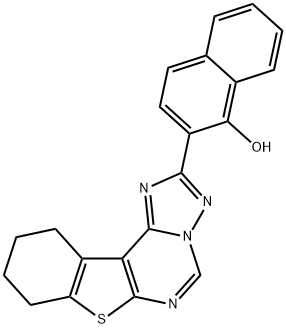 2-(8,9,10,11-tetrahydro[1]benzothieno[3,2-e][1,2,4]triazolo[1,5-c]pyrimidin-2-yl)-1-naphthol Struktur