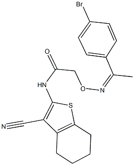 2-({[1-(4-bromophenyl)ethylidene]amino}oxy)-N-(3-cyano-4,5,6,7-tetrahydro-1-benzothien-2-yl)acetamide Struktur