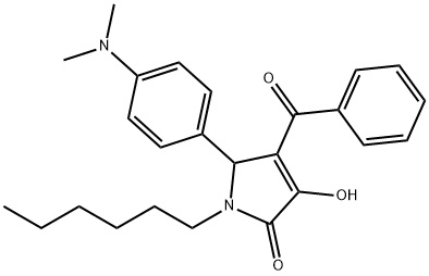 4-benzoyl-5-[4-(dimethylamino)phenyl]-1-hexyl-3-hydroxy-1,5-dihydro-2H-pyrrol-2-one Struktur