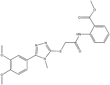 methyl 2-[({[5-(3,4-dimethoxyphenyl)-4-methyl-4H-1,2,4-triazol-3-yl]sulfanyl}acetyl)amino]benzoate Struktur