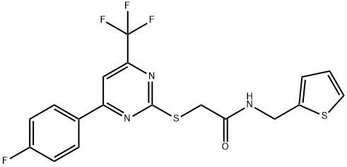 2-{[4-(4-fluorophenyl)-6-(trifluoromethyl)-2-pyrimidinyl]sulfanyl}-N-(2-thienylmethyl)acetamide Struktur