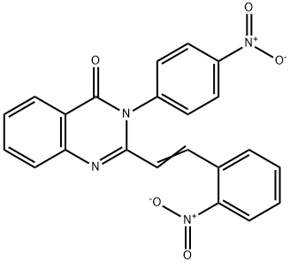 3-{4-nitrophenyl}-2-(2-{2-nitrophenyl}vinyl)-4(3H)-quinazolinone Struktur