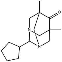 2-cyclopentyl-5,7-dimethyl-1,3-diazatricyclo[3.3.1.1~3,7~]decan-6-one Struktur