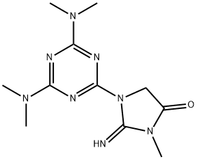 1-[4,6-bis(dimethylamino)-1,3,5-triazin-2-yl]-2-imino-3-methyl-4-imidazolidinone Struktur