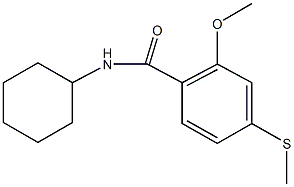 N-cyclohexyl-2-methoxy-4-(methylsulfanyl)benzamide Struktur