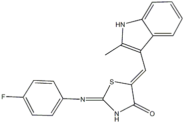 2-[(4-fluorophenyl)imino]-5-[(2-methyl-1H-indol-3-yl)methylene]-1,3-thiazolidin-4-one Struktur