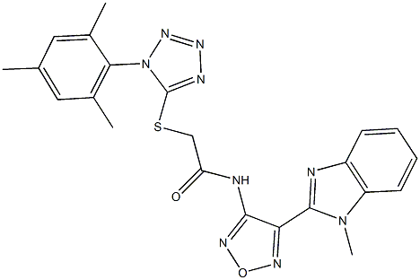 2-[(1-mesityl-1H-tetraazol-5-yl)sulfanyl]-N-[4-(1-methyl-1H-benzimidazol-2-yl)-1,2,5-oxadiazol-3-yl]acetamide Struktur