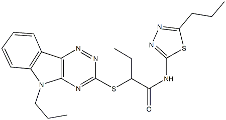 N-(5-propyl-1,3,4-thiadiazol-2-yl)-2-[(5-propyl-5H-[1,2,4]triazino[5,6-b]indol-3-yl)sulfanyl]butanamide Struktur