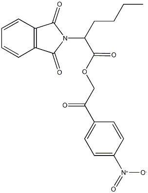 2-{4-nitrophenyl}-2-oxoethyl 2-(1,3-dioxo-1,3-dihydro-2H-isoindol-2-yl)hexanoate Struktur