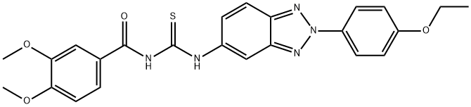 N-(3,4-dimethoxybenzoyl)-N'-[2-(4-ethoxyphenyl)-2H-1,2,3-benzotriazol-5-yl]thiourea Struktur