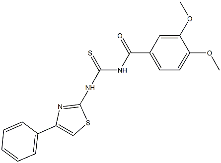 N-(3,4-dimethoxybenzoyl)-N'-(4-phenyl-1,3-thiazol-2-yl)thiourea Struktur