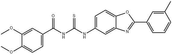 N-(3,4-dimethoxybenzoyl)-N'-[2-(3-methylphenyl)-1,3-benzoxazol-5-yl]thiourea Struktur