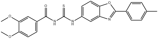 N-(3,4-dimethoxybenzoyl)-N'-[2-(4-methylphenyl)-1,3-benzoxazol-5-yl]thiourea Struktur