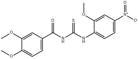 N-(3,4-dimethoxybenzoyl)-N'-{4-nitro-2-methoxyphenyl}thiourea Struktur