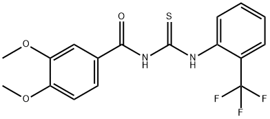 N-(3,4-dimethoxybenzoyl)-N'-[2-(trifluoromethyl)phenyl]thiourea Struktur