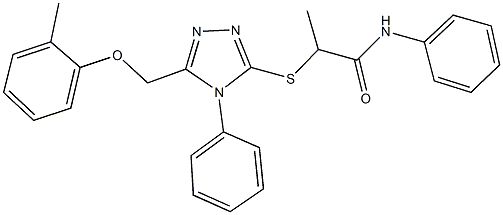 2-({5-[(2-methylphenoxy)methyl]-4-phenyl-4H-1,2,4-triazol-3-yl}sulfanyl)-N-phenylpropanamide Struktur