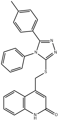 4-({[5-(4-methylphenyl)-4-phenyl-4H-1,2,4-triazol-3-yl]sulfanyl}methyl)-2(1H)-quinolinone Struktur