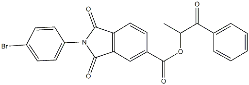 1-methyl-2-oxo-2-phenylethyl 2-(4-bromophenyl)-1,3-dioxo-5-isoindolinecarboxylate Struktur