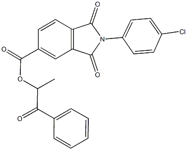 1-methyl-2-oxo-2-phenylethyl 2-(4-chlorophenyl)-1,3-dioxo-5-isoindolinecarboxylate Struktur