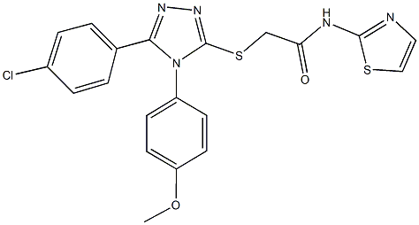 2-({5-(4-chlorophenyl)-4-[4-(methyloxy)phenyl]-4H-1,2,4-triazol-3-yl}sulfanyl)-N-(1,3-thiazol-2-yl)acetamide Struktur