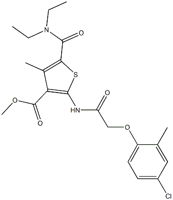 methyl 2-{[(4-chloro-2-methylphenoxy)acetyl]amino}-5-[(diethylamino)carbonyl]-4-methyl-3-thiophenecarboxylate Struktur