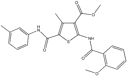 methyl 4-methyl-2-({[2-(methyloxy)phenyl]carbonyl}amino)-5-{[(3-methylphenyl)amino]carbonyl}thiophene-3-carboxylate Struktur