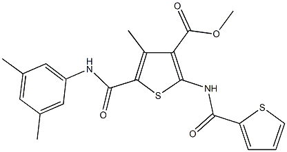 methyl 5-{[(3,5-dimethylphenyl)amino]carbonyl}-4-methyl-2-[(thien-2-ylcarbonyl)amino]thiophene-3-carboxylate Struktur