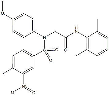 N-(2,6-dimethylphenyl)-2-[({3-nitro-4-methylphenyl}sulfonyl)-4-methoxyanilino]acetamide Struktur